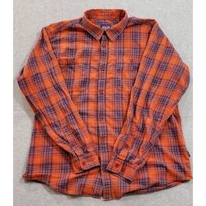 Patagonia Orange and Blue Plaid Casual Button Down Shirt